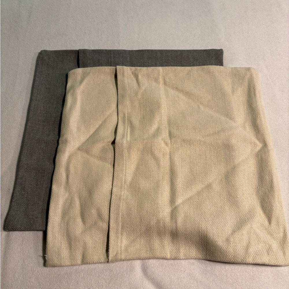 Pottery Barn Ivory and Gray Cotton Decorative Throw Pillow Covers
